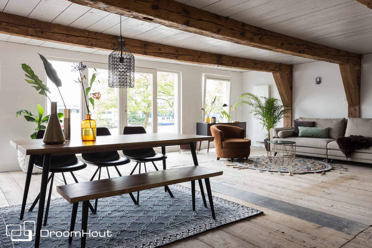 Eettafel noten Dutchbone Alagon (ook met eetkamerbank) - Dutch Design Tables