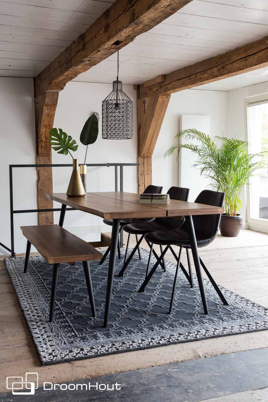 Eettafel noten Dutchbone Alagon (ook met eetkamerbank) - Dutch Design Tables