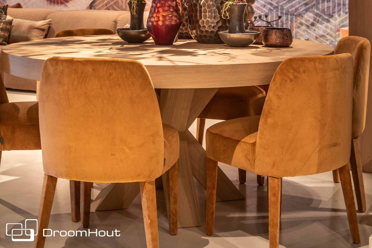 Ronde eettafel eiken Keijser&Co Big Top rond kruispoot - Dutch Design Tables