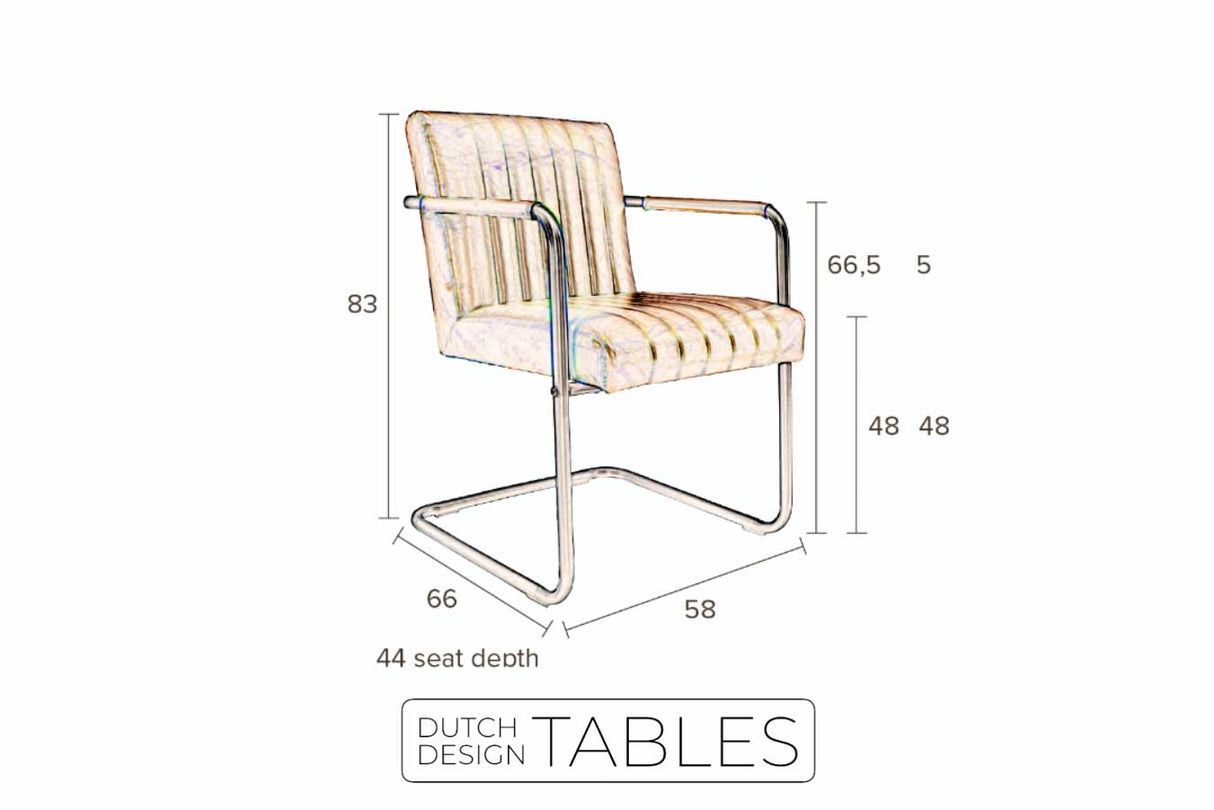 Stoel Dutchbone Stitched Cognac armchair Dutch Design Tables