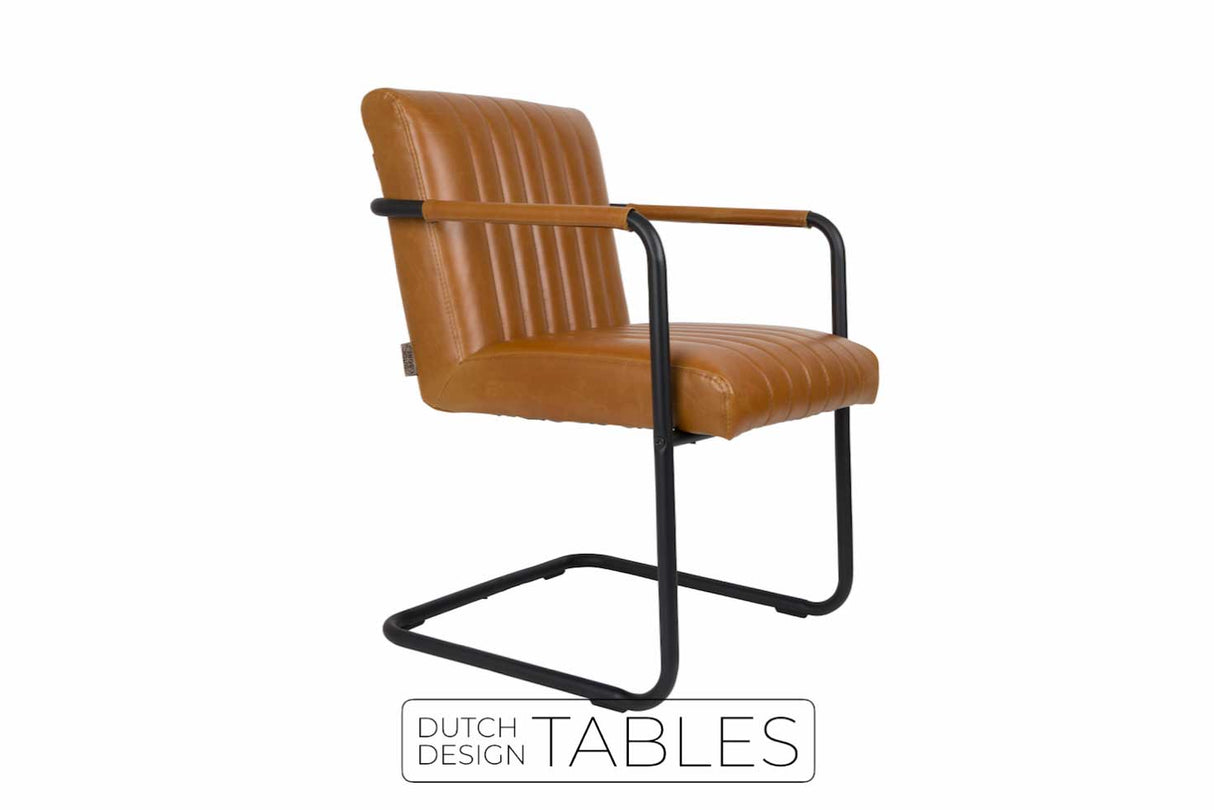 Stoel Dutchbone Stitched Cognac armchair Dutch Design Tables