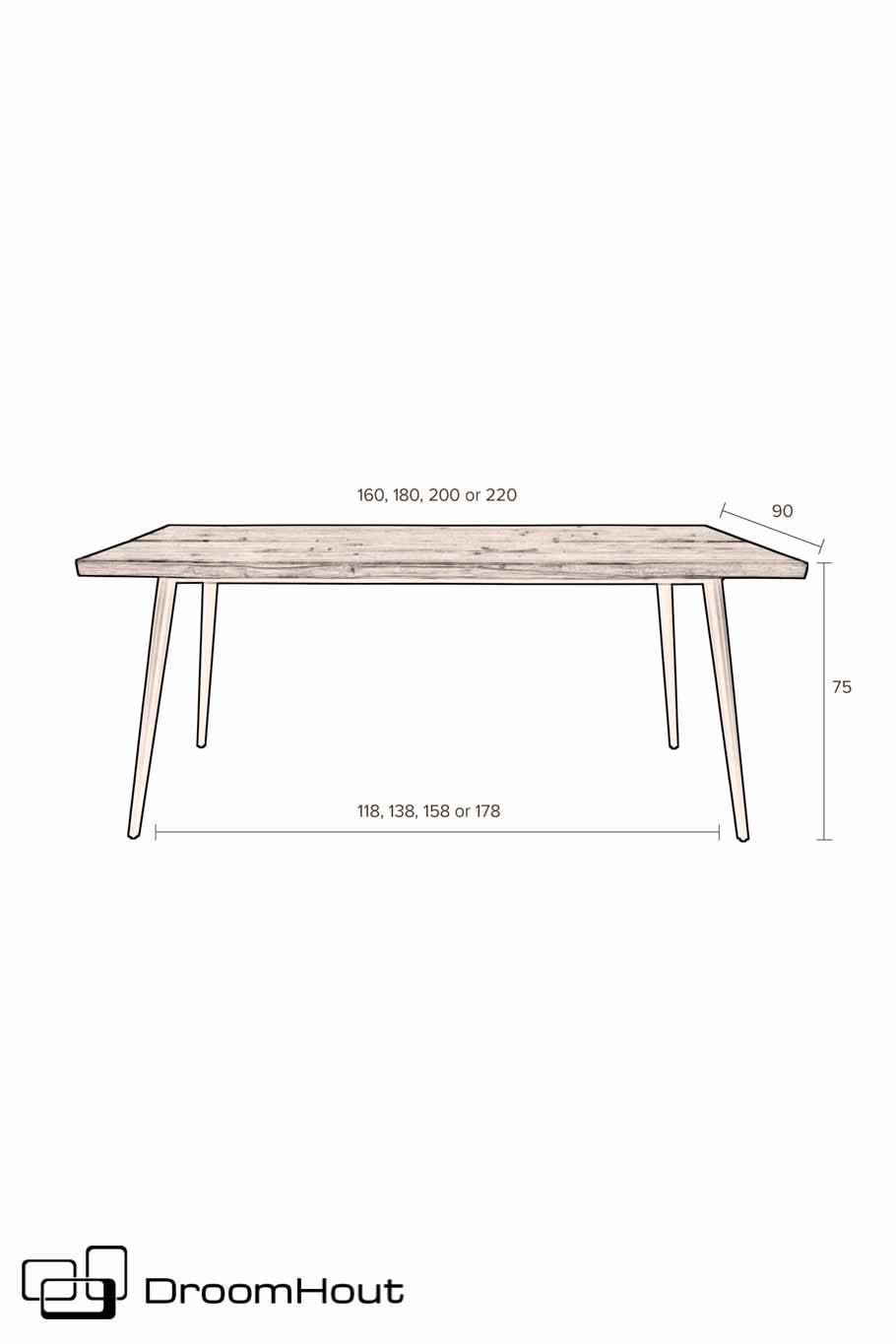 Eettafel noten Dutchbone Alagon (ook met eetkamerbank)