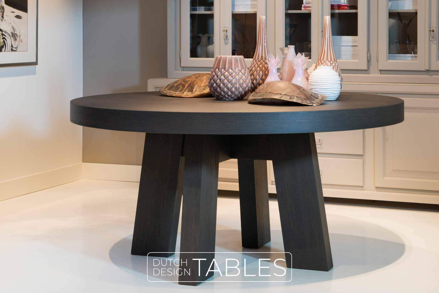 Tafel eiken Keijser en Co Big Top rond 4-poot Dutch Design Tables